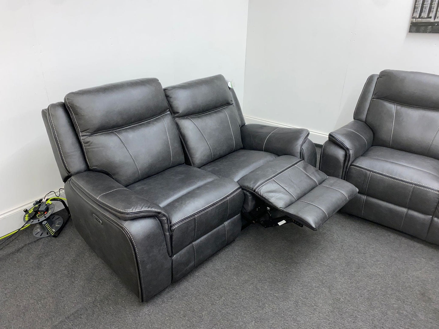 Vinson Endurance Mason Grey Fabric 3 + 2 Seater Electric / Power Recliner Sofa Set