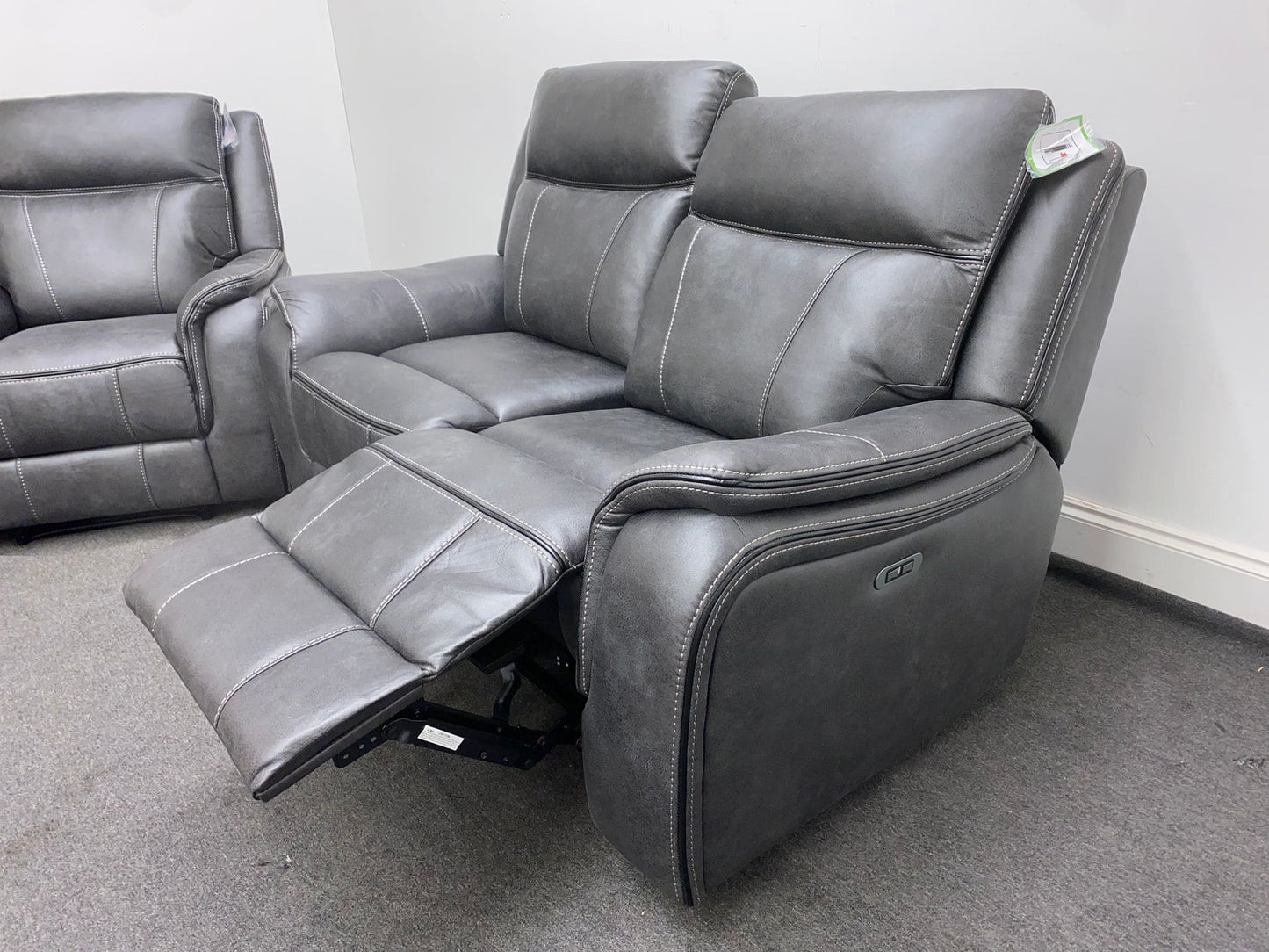 Vinson Endurance Mason Grey Fabric 2 + 1 + 1 Seater Electric / Power Recliner Sofa Set