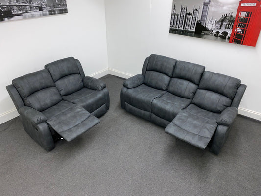 Willow Charcoal Grey Fabric Reclining 3+2 Seater Sofa Set