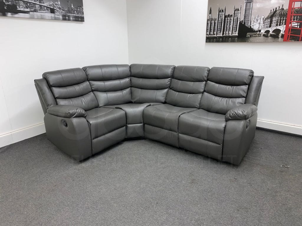 Landos Modular Recliner Grey Leather Corner Sofa