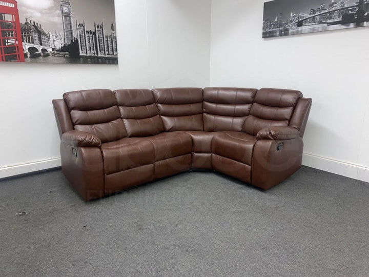 Landos Modular Recliner Brown Leather Corner Sofa