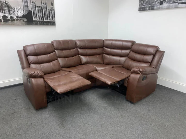 Landos Modular Recliner Brown Leather Corner Sofa