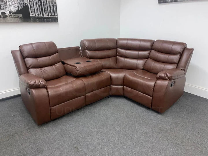 Landos Modular Recliner Brown Leather Corner Sofa