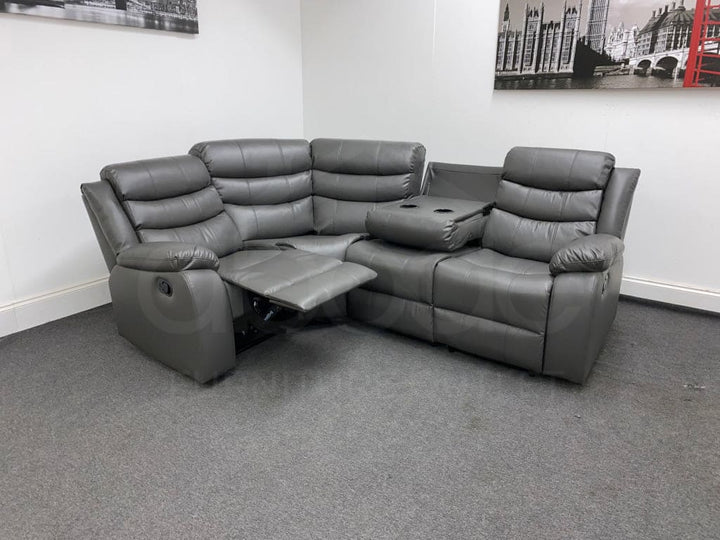 Landos Modular Recliner Grey Leather Corner Sofa