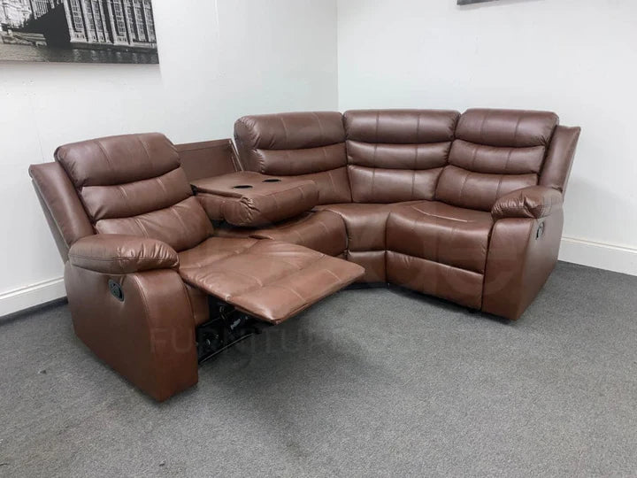 Landos Modular Recliner Brown Leather Corner Sofa