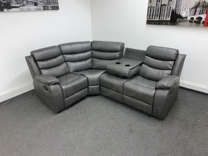 Landos Modular Recliner Grey Leather Corner Sofa