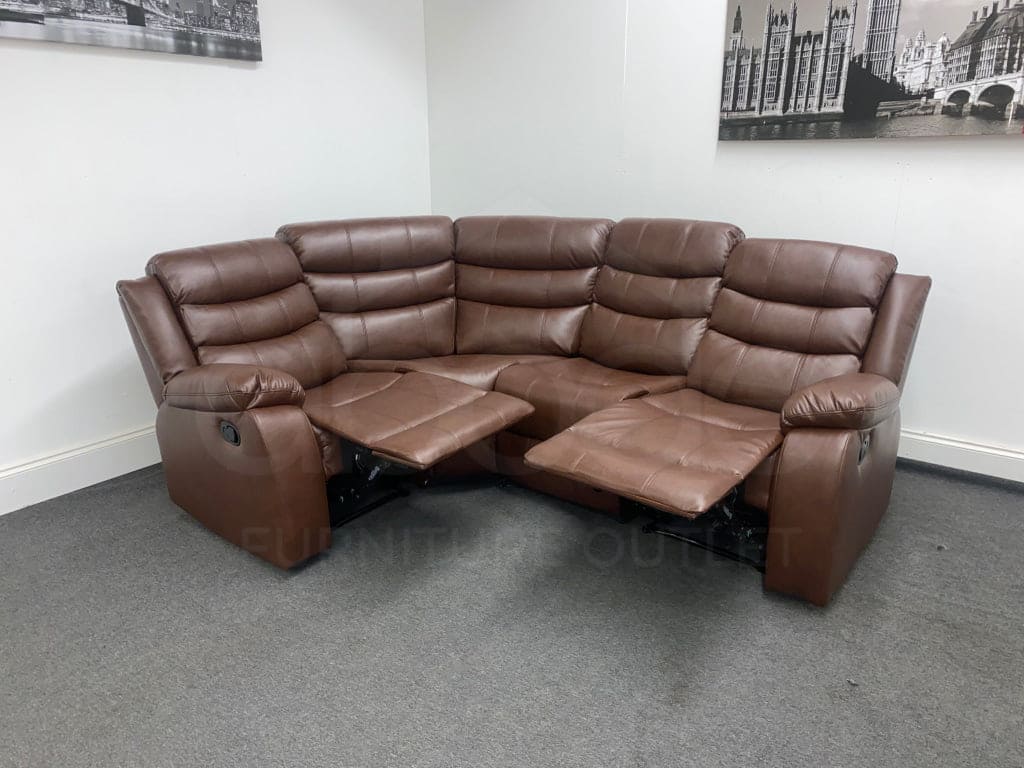 Landos Modular Recliner Brown Leather Corner Sofa