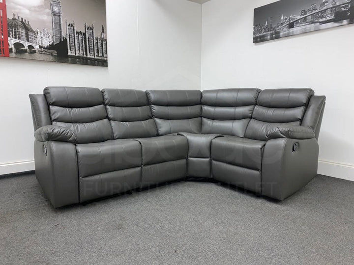 Landos Modular Recliner Grey Leather Corner Sofa