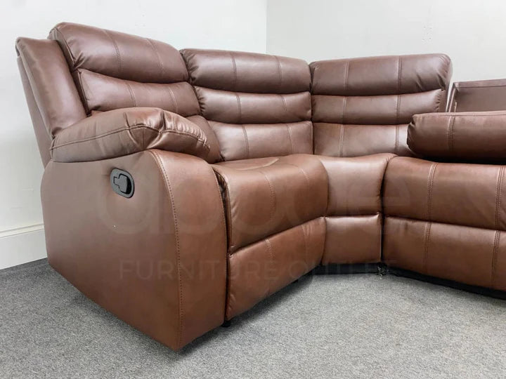 Landos Modular Recliner Brown Leather Corner Sofa