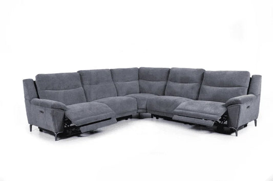 Wren Charcoal Fabric Electric / Power Reclining Sectional / Modular Corner Sofa Suite