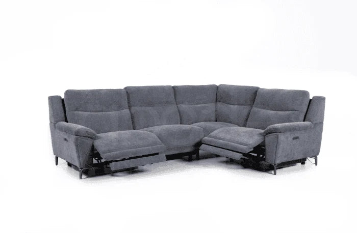 Wren Charcoal Fabric Electric / Power Reclining Sectional / Modular Corner Sofa Suite