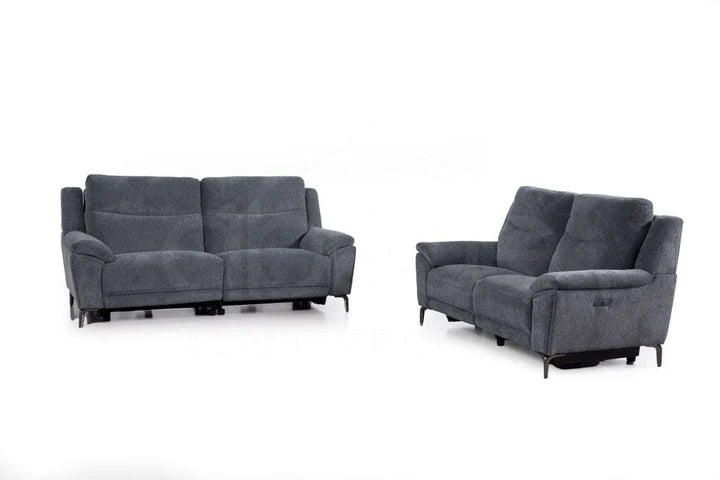 Wren Charcoal Fabric Electric / Power Reclining 3 Seater + 2 Seater + Armchair Sofa Suite Set