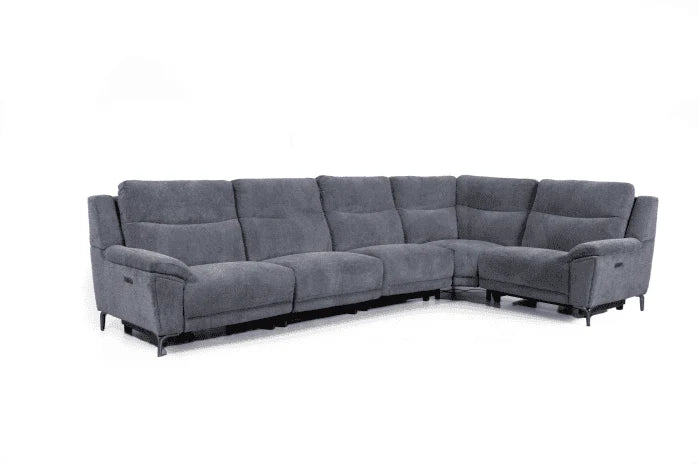 Wren Charcoal Fabric Electric / Power Reclining Sectional / Modular Corner Sofa Suite