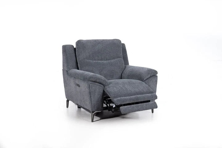 Wren Charcoal Fabric Electric / Power Reclining 3 Seater + 2 Seater + Armchair Sofa Suite Set