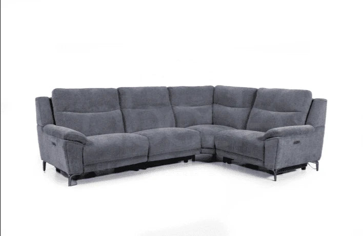 Wren Charcoal Fabric Electric / Power Reclining Sectional / Modular Corner Sofa Suite