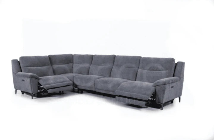 Wren Charcoal Fabric Electric / Power Reclining Sectional / Modular Corner Sofa Suite